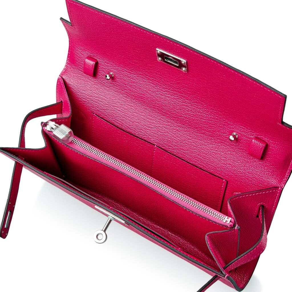 Framboise Chèvre Mysore Kelly-To-Go Wallet Palladium Hardware, 2022
