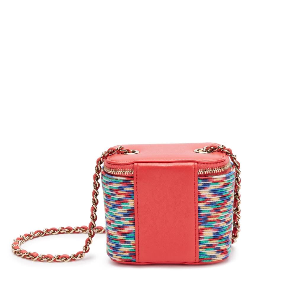 Multicolor Thread and Lambskin Micro Vanity Case Gold Hardware, 2021