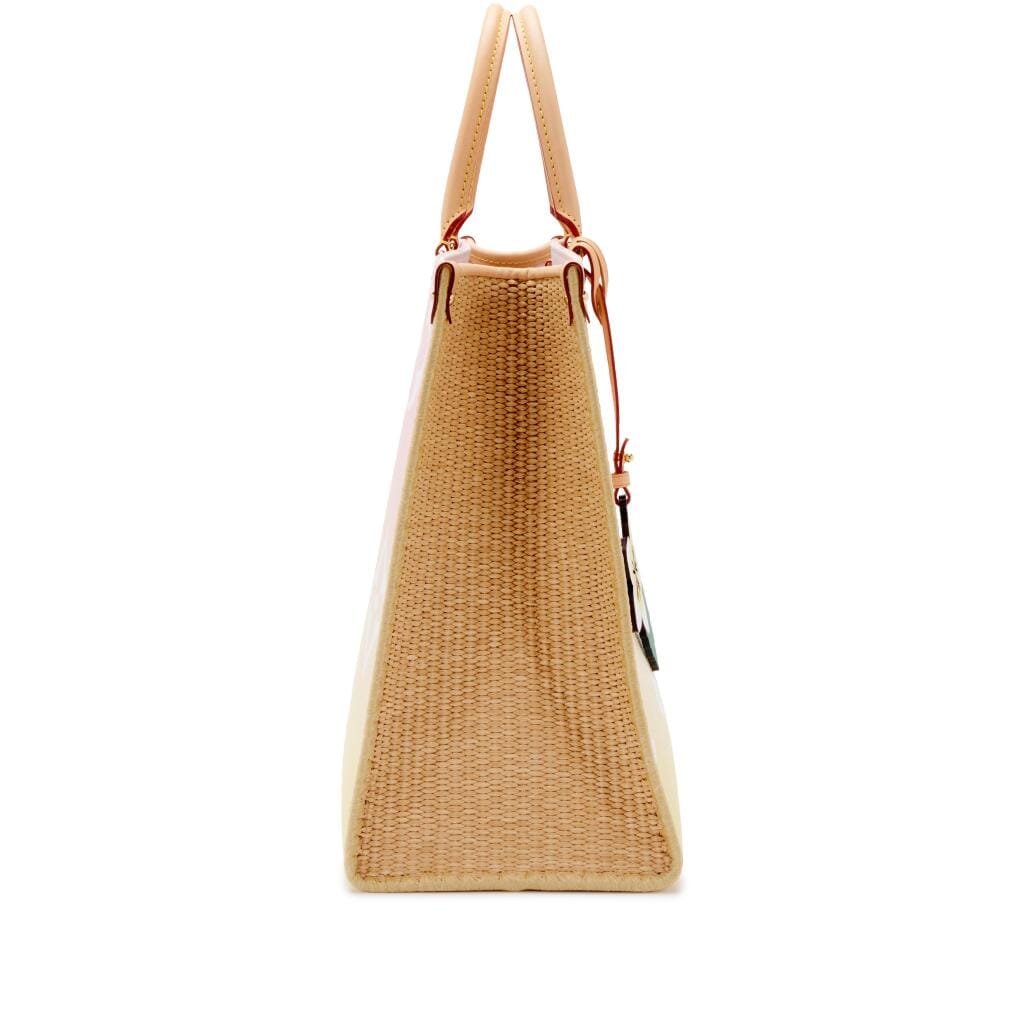 Light Pink and Yellow Giant Monogram Canvas and Raffia By the Pool Hawaii OnTheGo GM Gold Hardware, 2021