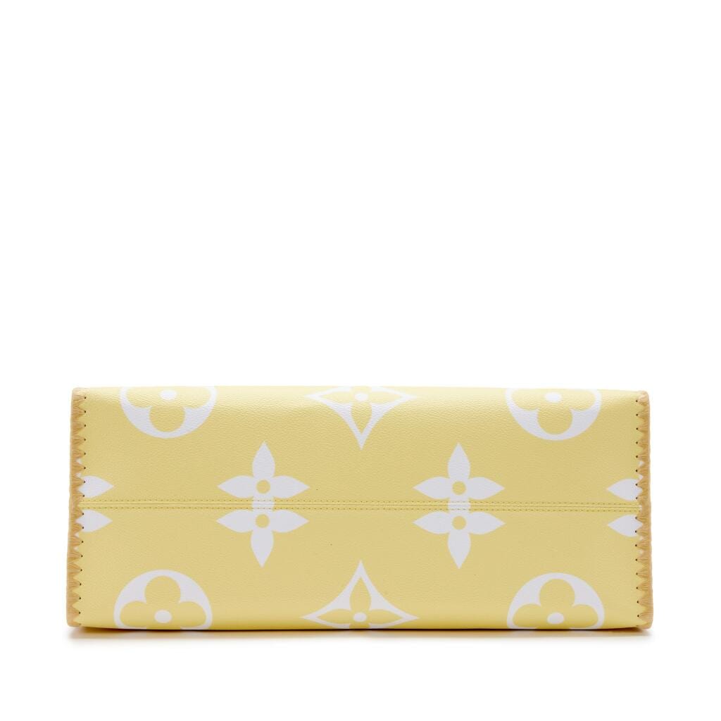Light Pink and Yellow Giant Monogram Canvas and Raffia By the Pool Hawaii OnTheGo GM Gold Hardware, 2021