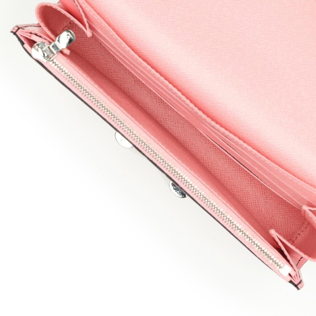 Pink Epi Leather Chain Flower Print Twist Wallet on Chain Silver Hardware, 2016