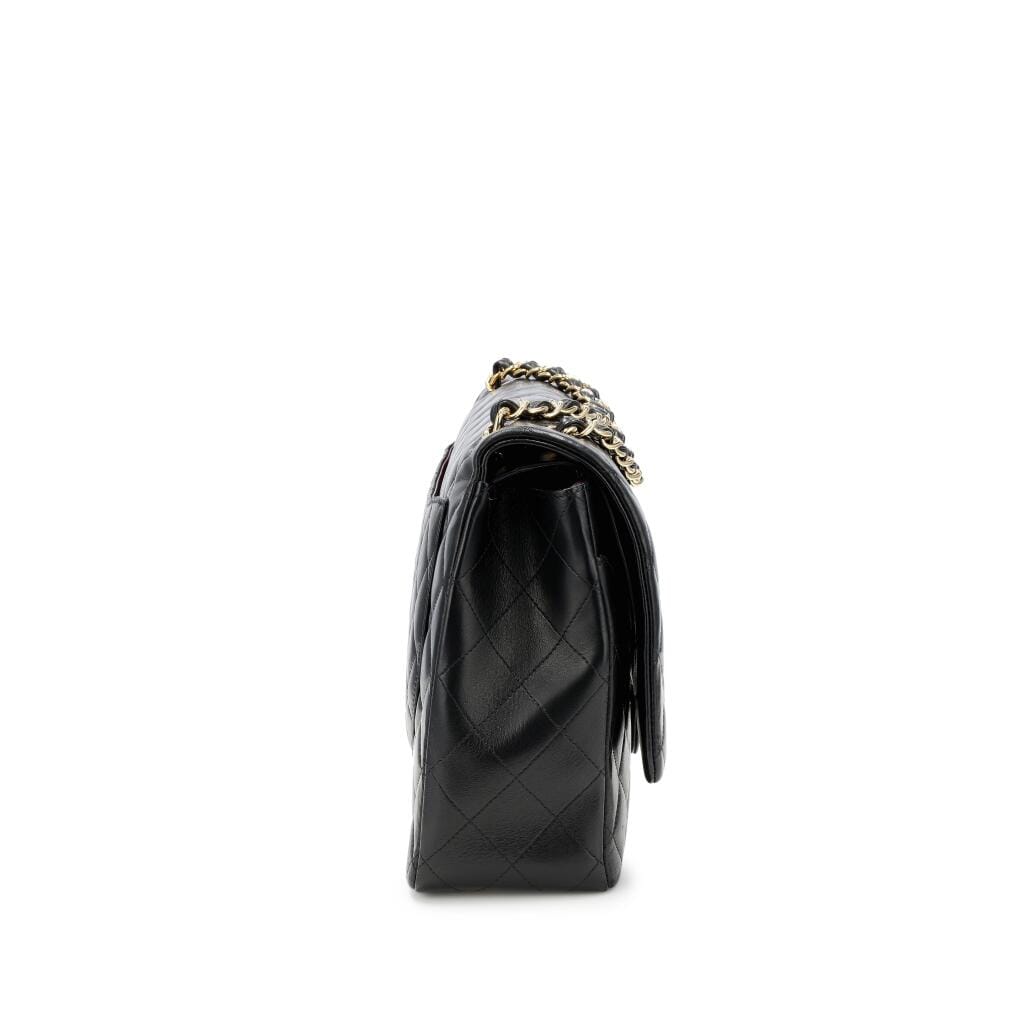 Black Quilted Lambskin Maxi Classic Double Flap Gold Hardware, 2015-2016
