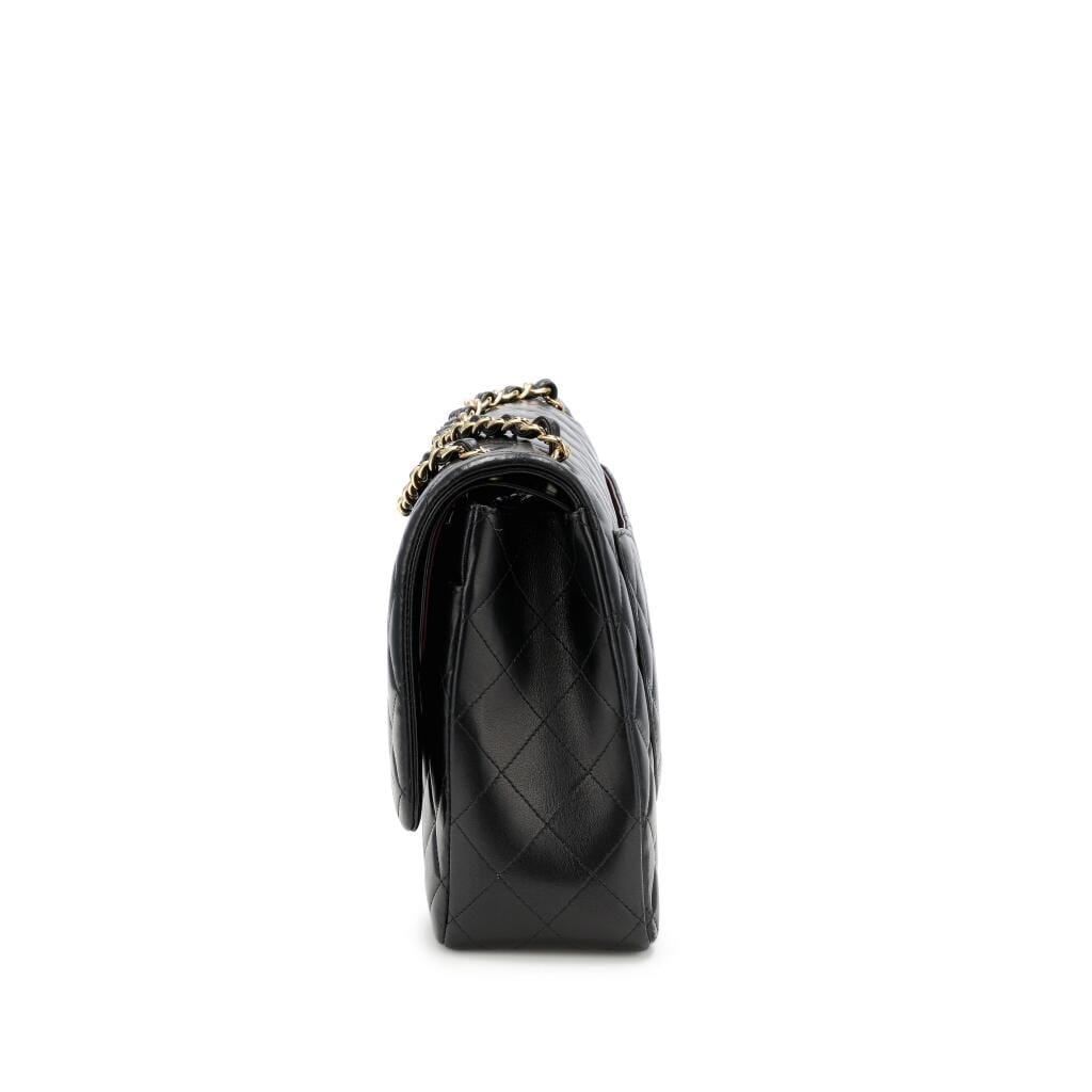 Black Quilted Lambskin Maxi Classic Double Flap Gold Hardware, 2015-2016