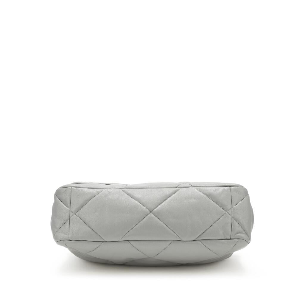 Grey Quilted Goatskin Medium 19 Bag Ruthenium and Gold Hardware, 2019