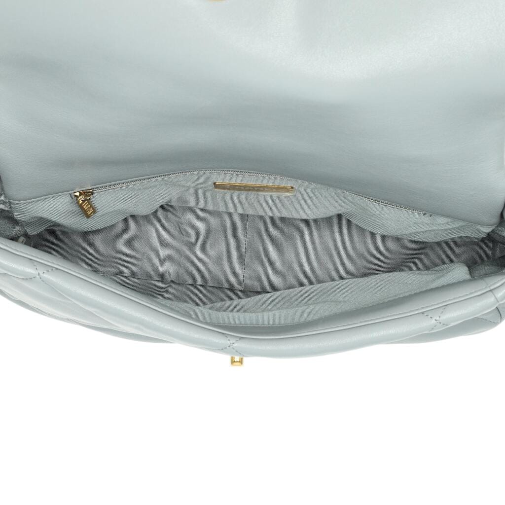 Grey Quilted Goatskin Medium 19 Bag Ruthenium and Gold Hardware, 2019
