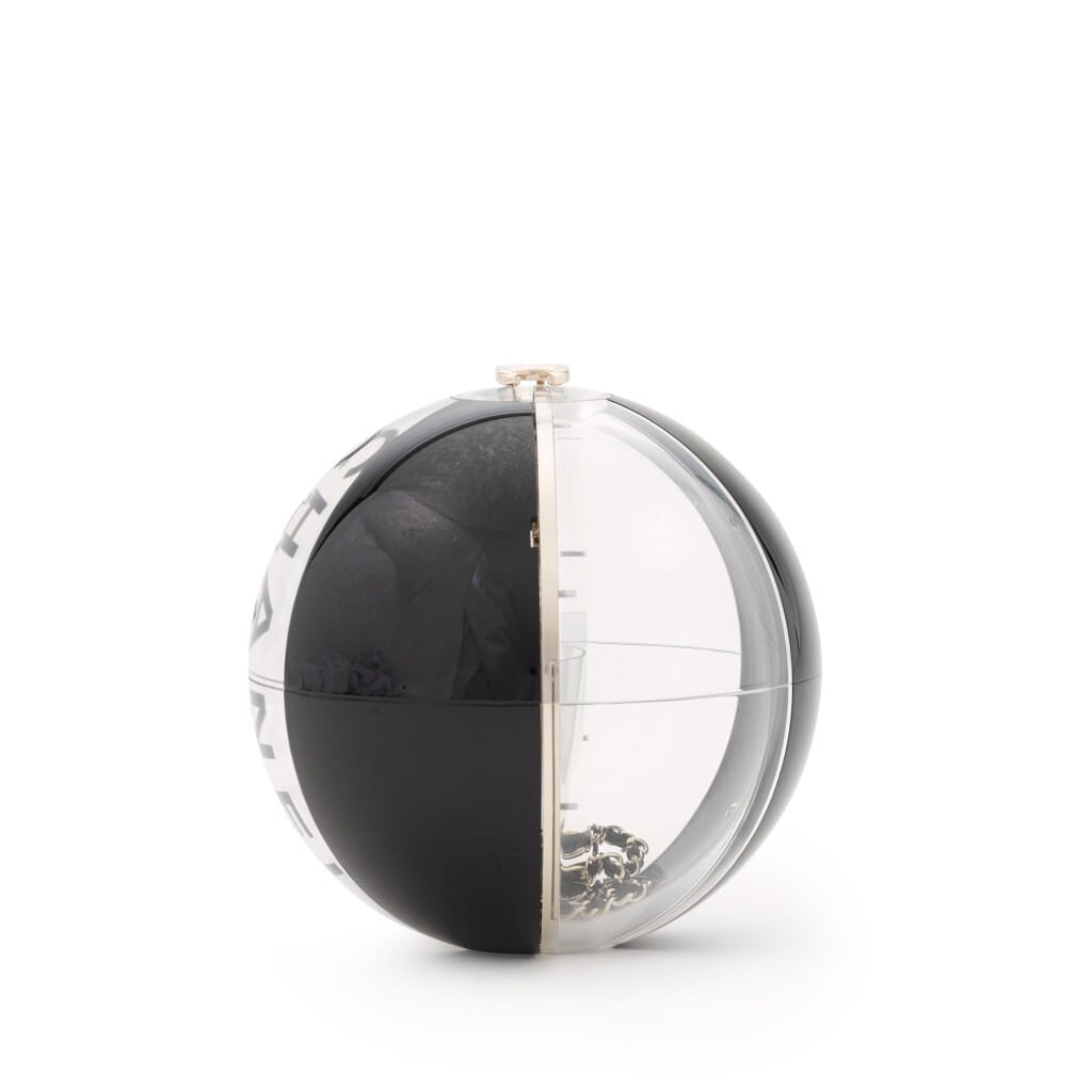 Black Resin Beach Ball Minaudière Silver Hardware, 2019