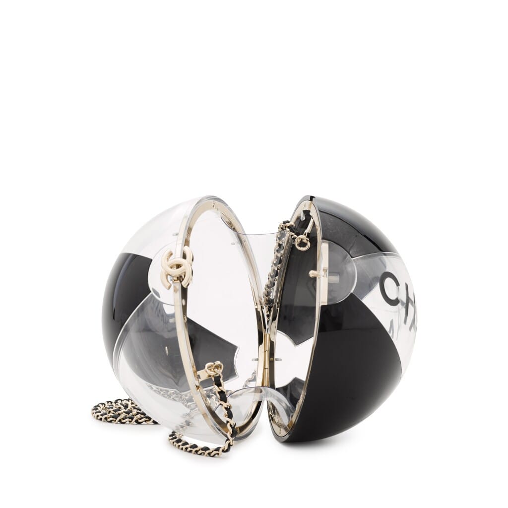 Black Resin Beach Ball Minaudière Silver Hardware, 2019