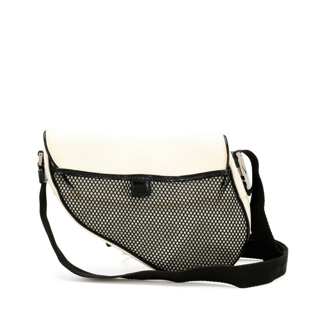 White Textile Saddle Bag Silver Hardware, 2002