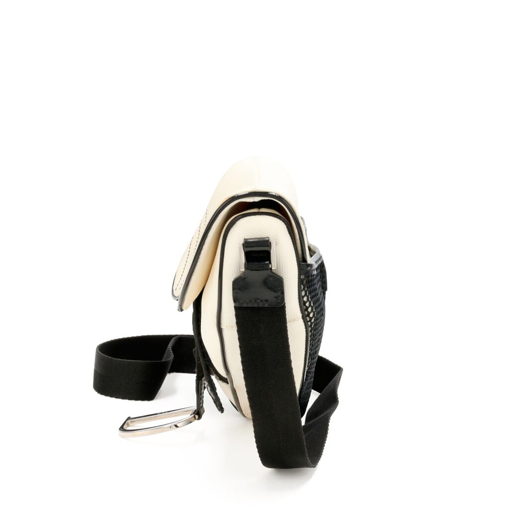 White Textile Saddle Bag Silver Hardware, 2002