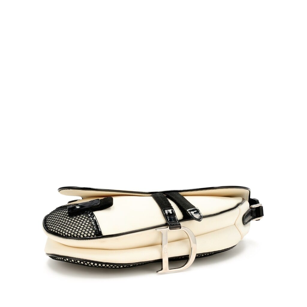 White Textile Saddle Bag Silver Hardware, 2002