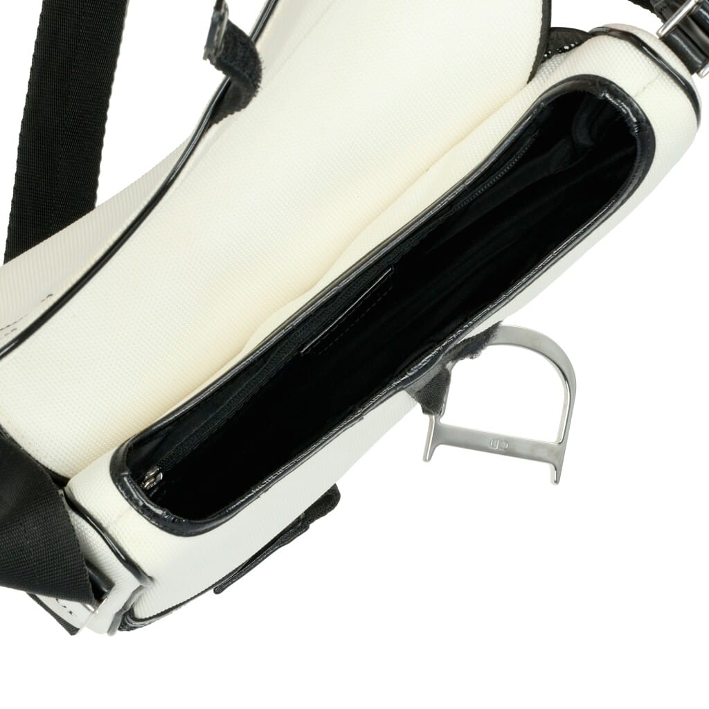 White Textile Saddle Bag Silver Hardware, 2002