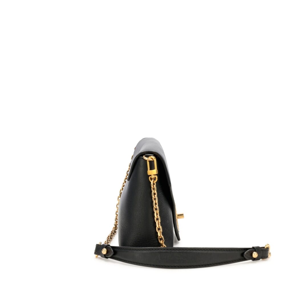 Black Calfskin Love Note Bag Gold Hardware, 2017