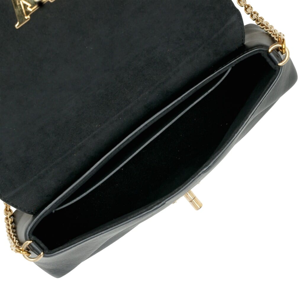 Black Calfskin Love Note Bag Gold Hardware, 2017