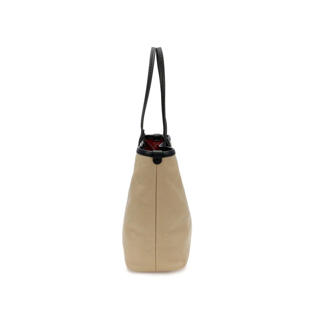 Grey Quilted Caviar Shopping Tote Silver Hardware, 2014