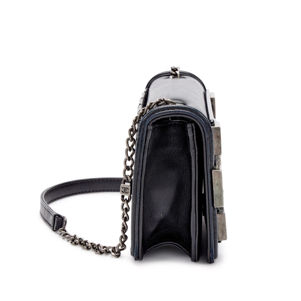 Black Quilted Lambskin and Plexiglass Boy Brick Flap Ruthenium Hardware, 2013