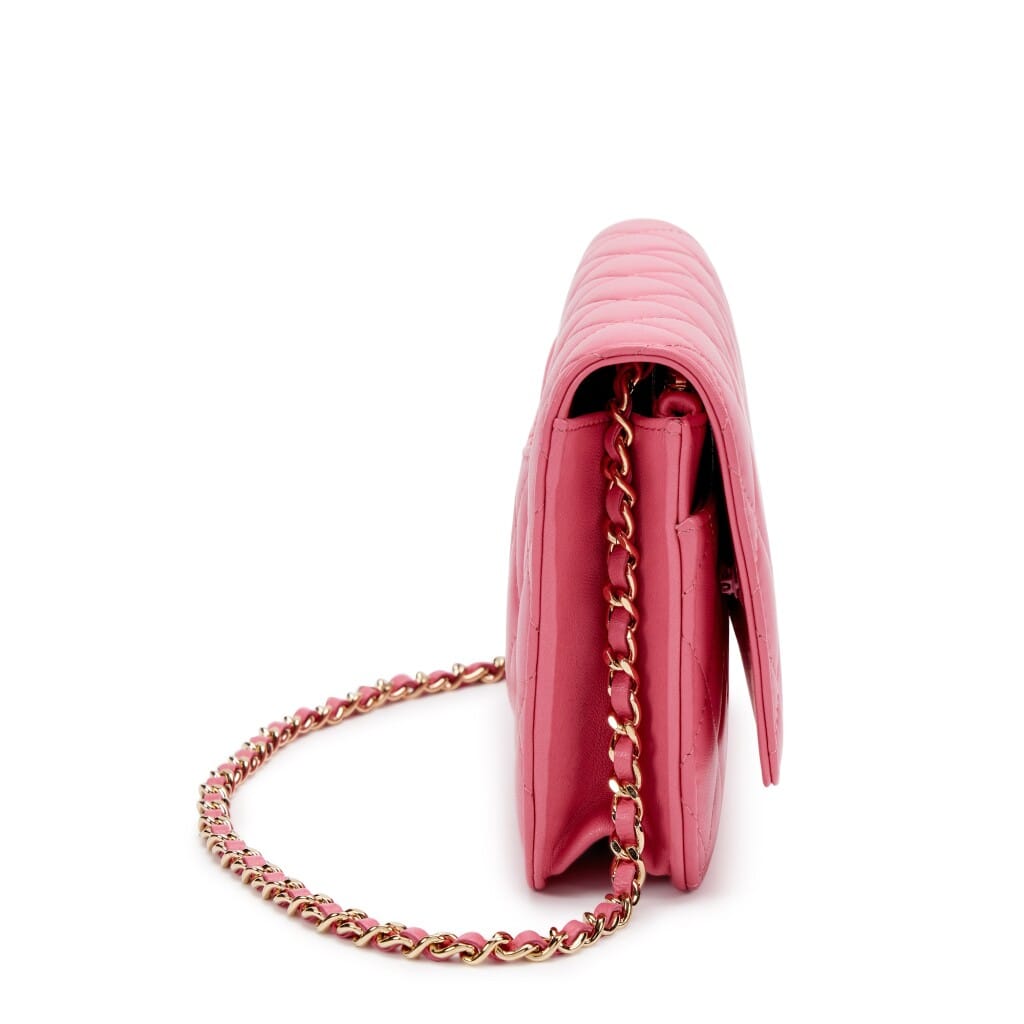 Pink Quilted Lambskin Emoticon WOC Wallet on Chain Gold Hardware, 2016