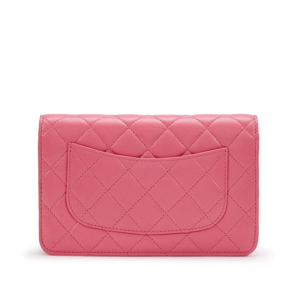 Pink Quilted Lambskin Emoticon WOC Wallet on Chain Gold Hardware, 2016