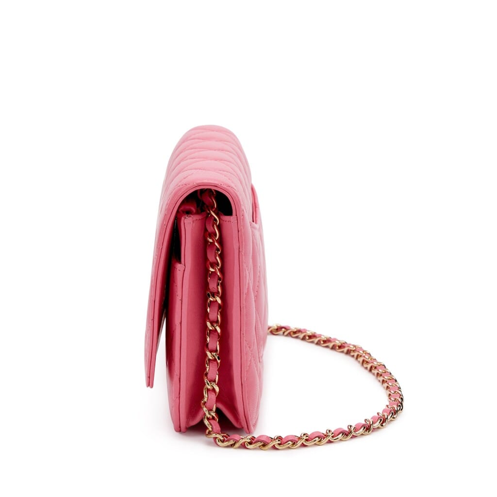 Pink Quilted Lambskin Emoticon WOC Wallet on Chain Gold Hardware, 2016