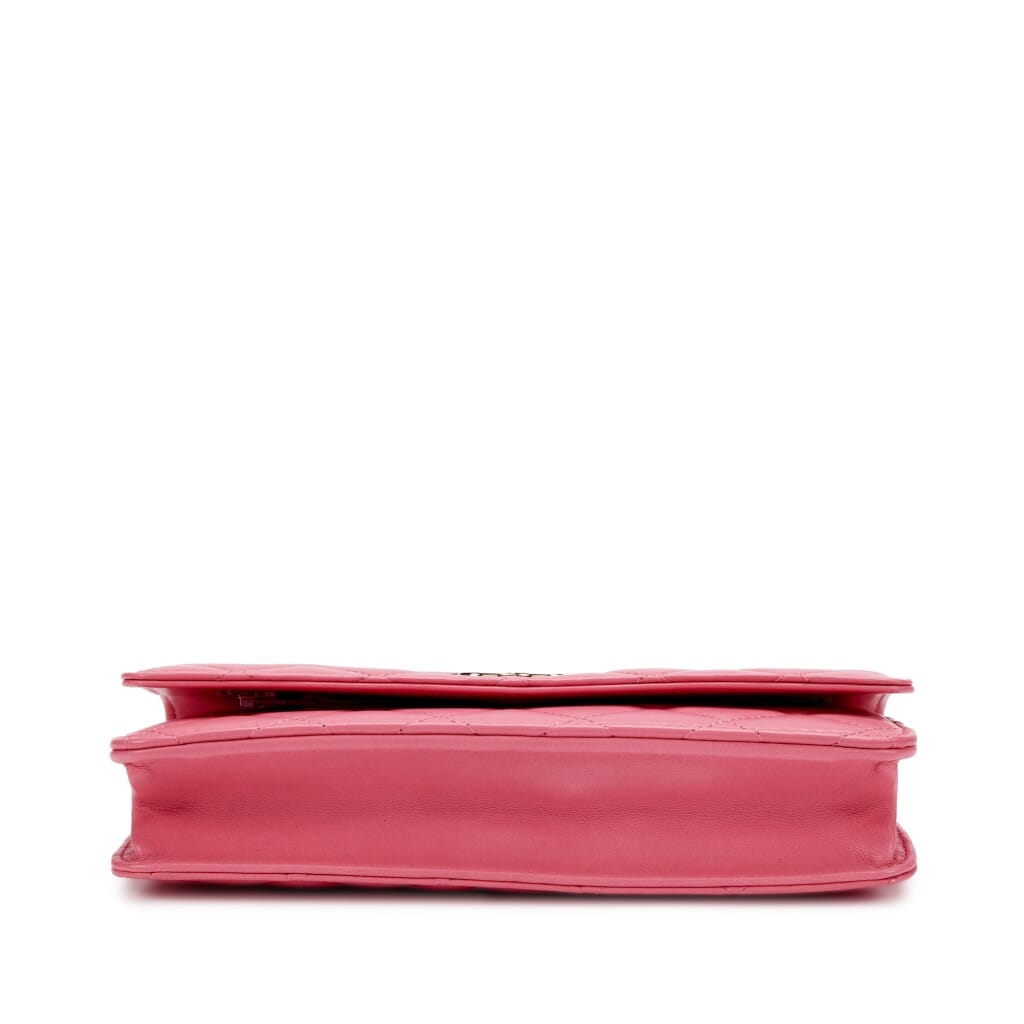 Pink Quilted Lambskin Emoticon WOC Wallet on Chain Gold Hardware, 2016