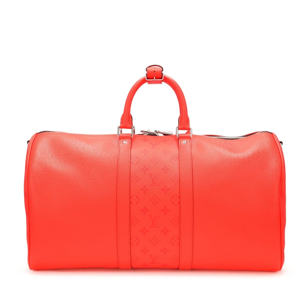 Red Monogram Canvas and Taiga Keepall 50 Silver Hardware, 2021-2022