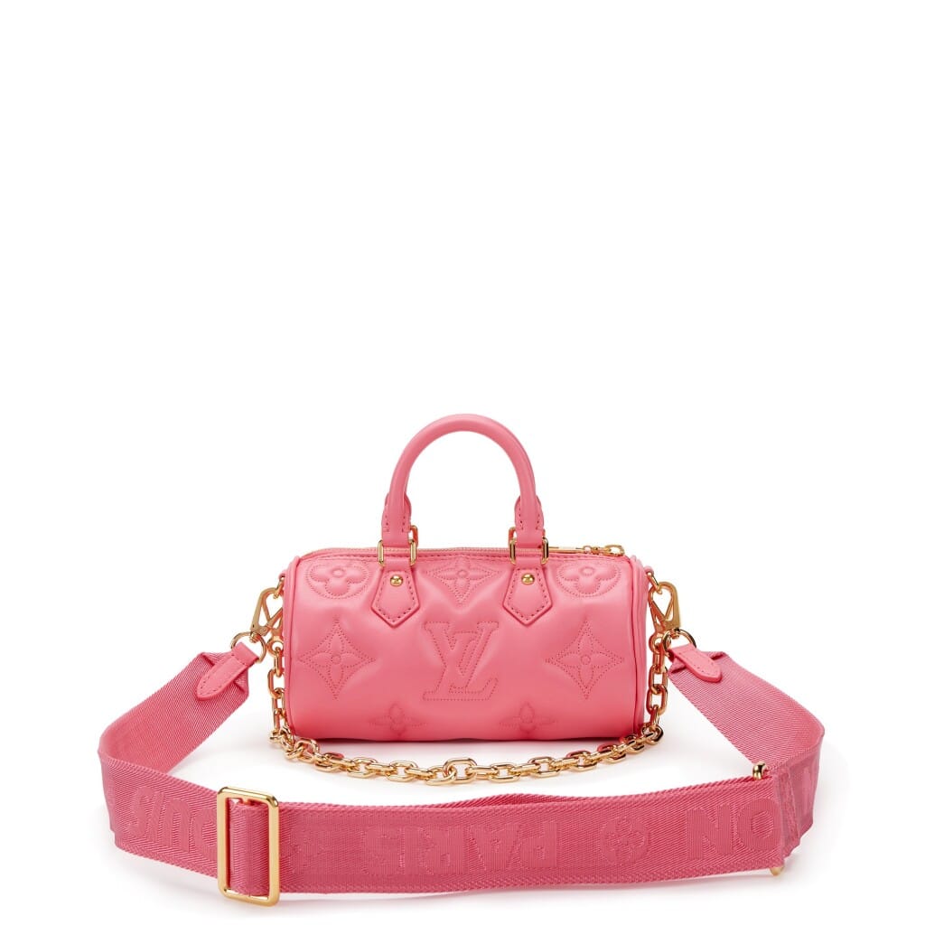 Pink Quilted Monogram Calfskin Bubblegram Papillon BB Gold Hardware, 2022