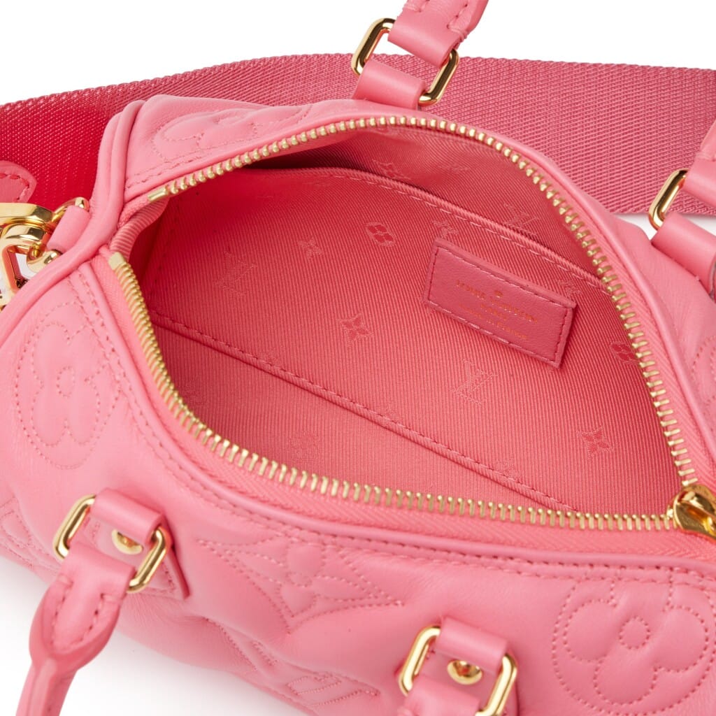 Pink Quilted Monogram Calfskin Bubblegram Papillon BB Gold Hardware, 2022