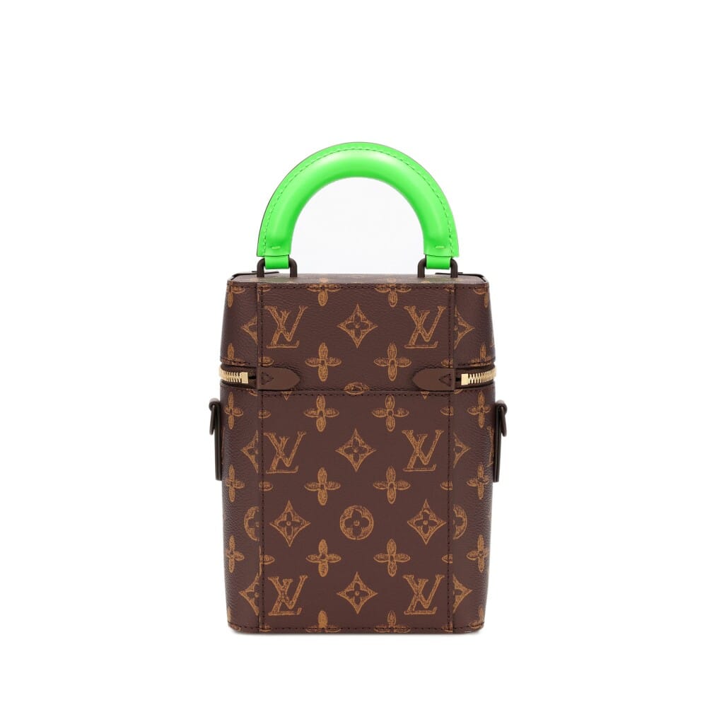 Virgil Abloh Brown and Green Monogram Coated Canvas No. 7 Vertical Box Trunk Gold Hardware, 2022