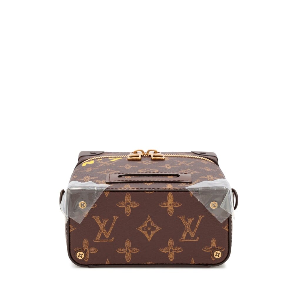 Virgil Abloh Brown and Green Monogram Coated Canvas No. 7 Vertical Box Trunk Gold Hardware, 2022