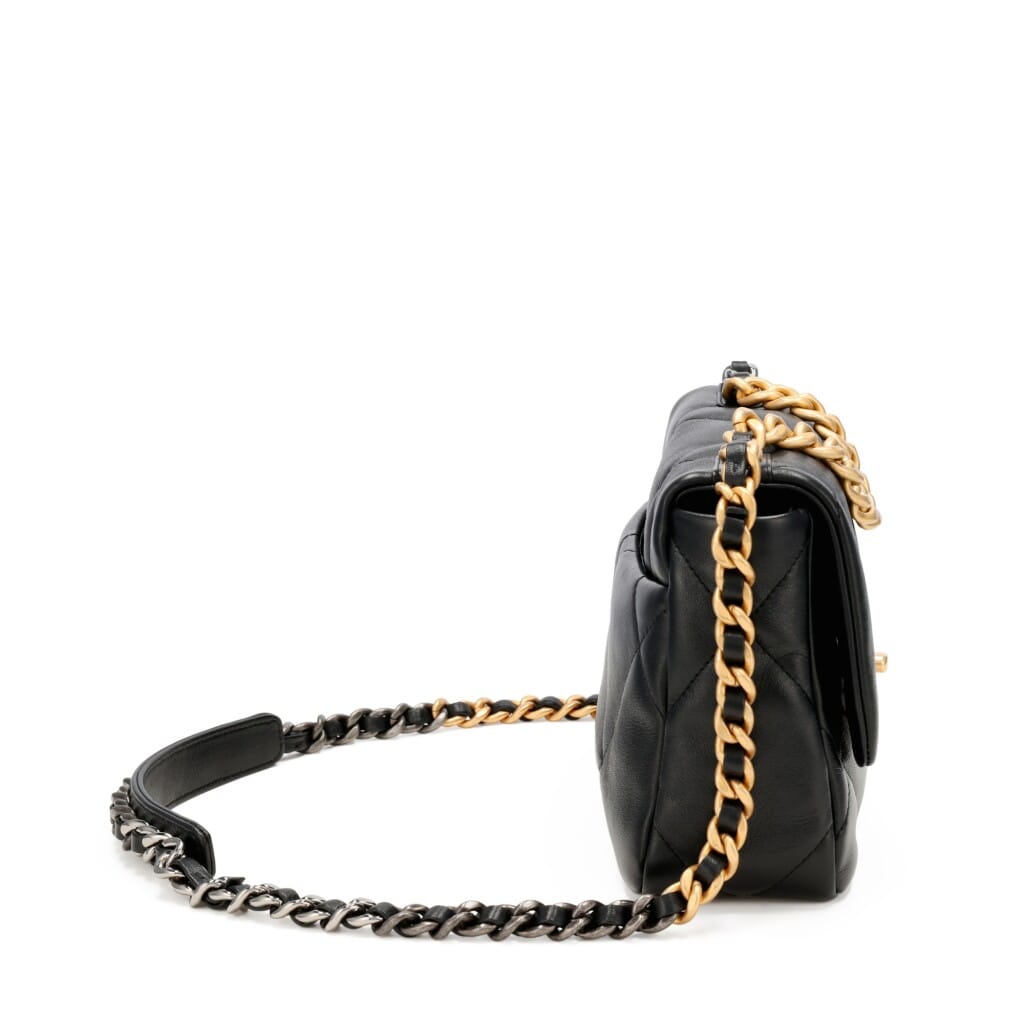 Black Quilted Lambskin 19 Flap Gold and Ruthenium Hardware, 2022