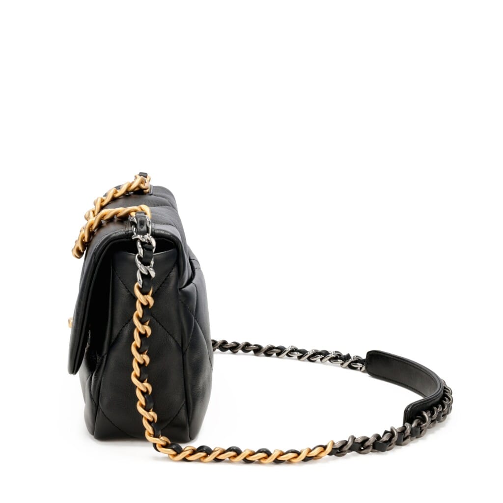 Black Quilted Lambskin 19 Flap Gold and Ruthenium Hardware, 2022