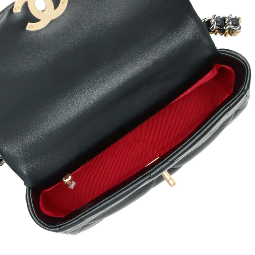 Black Quilted Lambskin 19 Flap Gold and Ruthenium Hardware, 2022