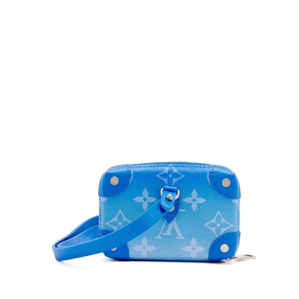 Virgil Abloh Blue Monogram Cloud Coated Canvas Soft Trunk Necklace Wallet Silver Hardware, 2020