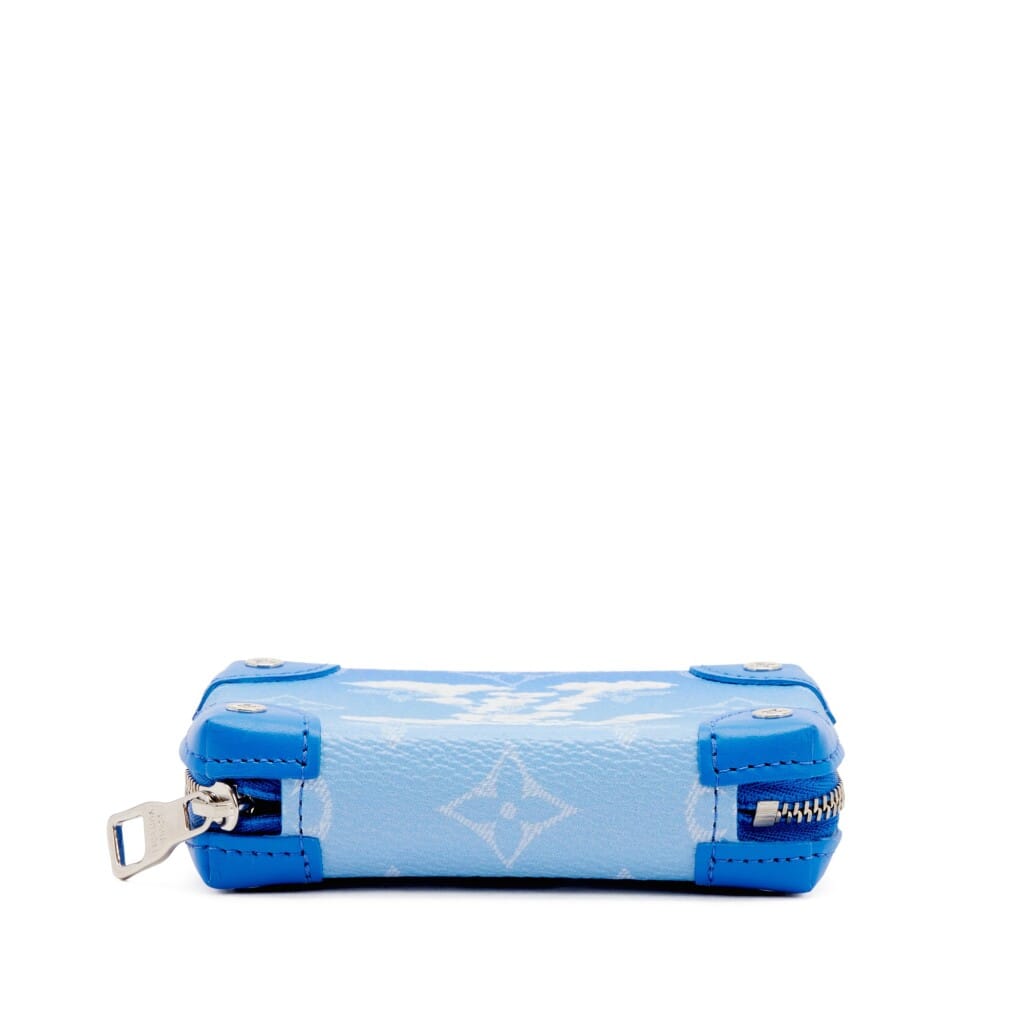Virgil Abloh Blue Monogram Cloud Coated Canvas Soft Trunk Necklace Wallet Silver Hardware, 2020