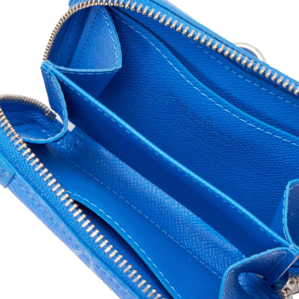 Virgil Abloh Blue Monogram Cloud Coated Canvas Soft Trunk Necklace Wallet Silver Hardware, 2020