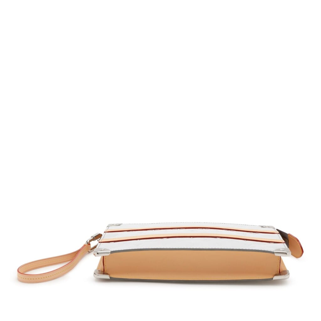 Virgil Abloh Silver Monogram Mirror Mirror Coated Canvas Trunk Pouch Silver Hardware, 2021