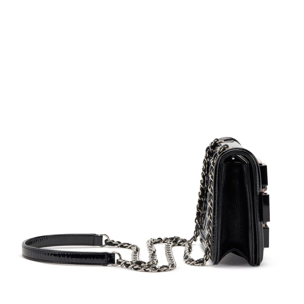 Pink and Black Plexiglass and Leather Boy Brick Flap Bag Silver Hardware, 2014