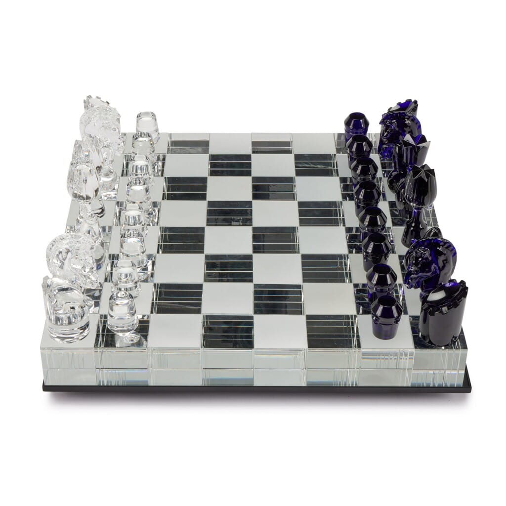 Blue and Clear Crystal Levitating Prestige Chess Set, 2021