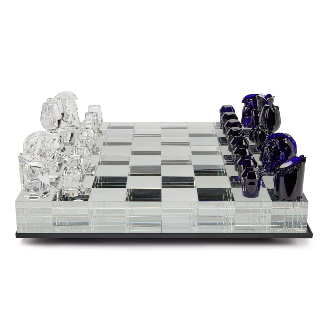 Blue and Clear Crystal Levitating Prestige Chess Set, 2021