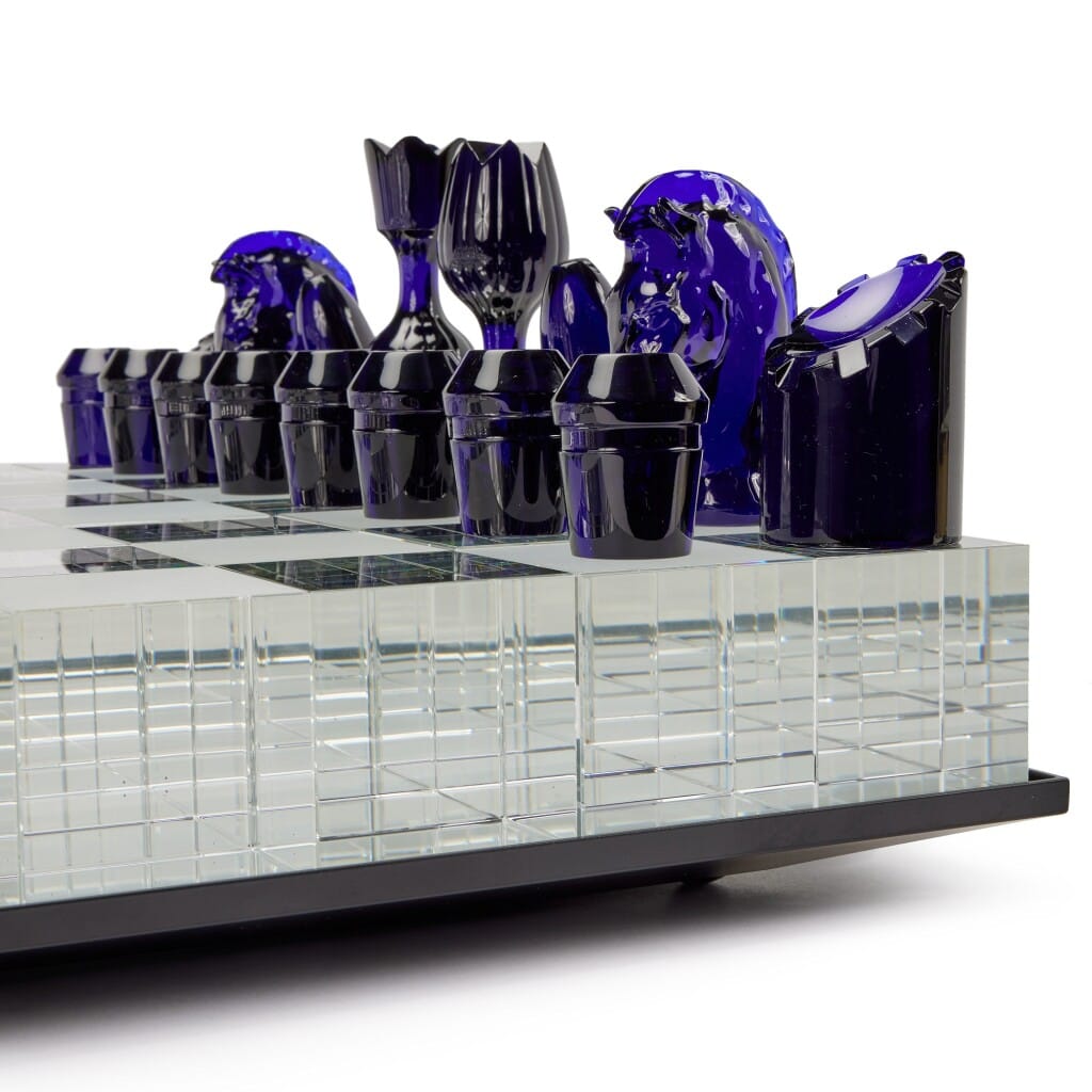 Blue and Clear Crystal Levitating Prestige Chess Set, 2021