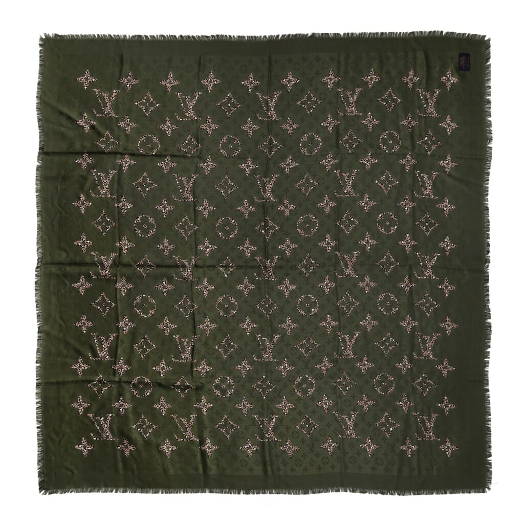 Green and Giant Jungle Monogram Wool and Silk Shawl, 2020