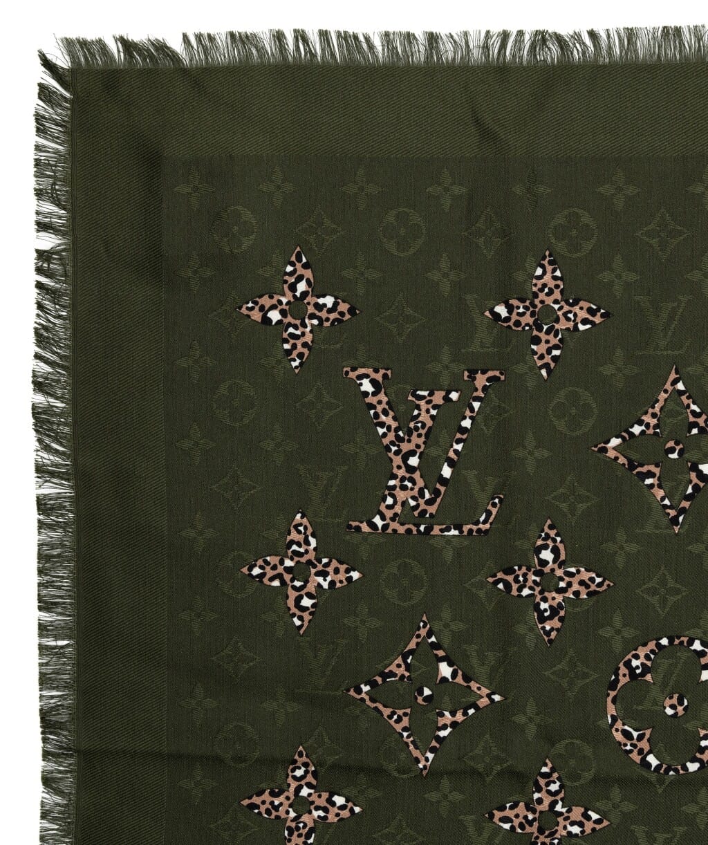 Green and Giant Jungle Monogram Wool and Silk Shawl, 2020