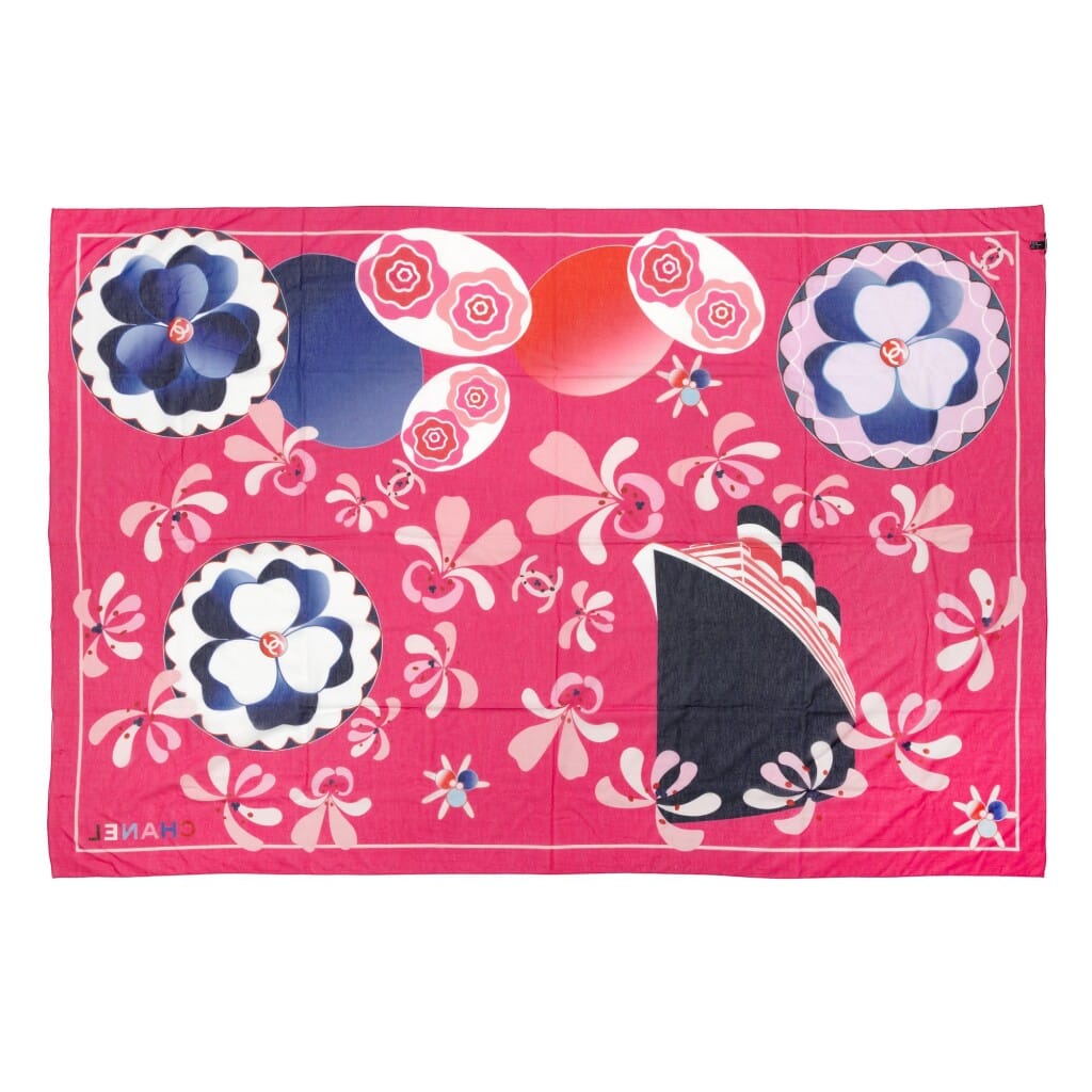 Pink Printed Cotton and Silk Pareo Scarf, 2019
