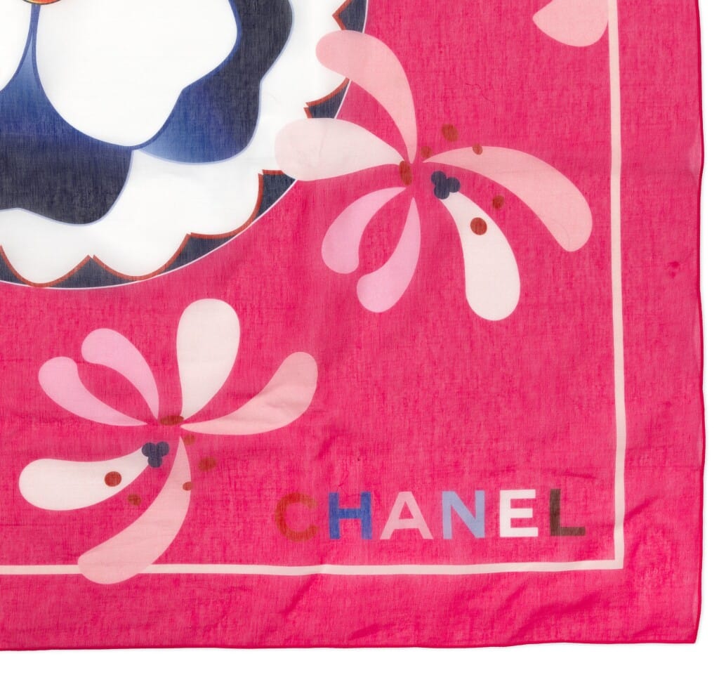 Pink Printed Cotton and Silk Pareo Scarf, 2019