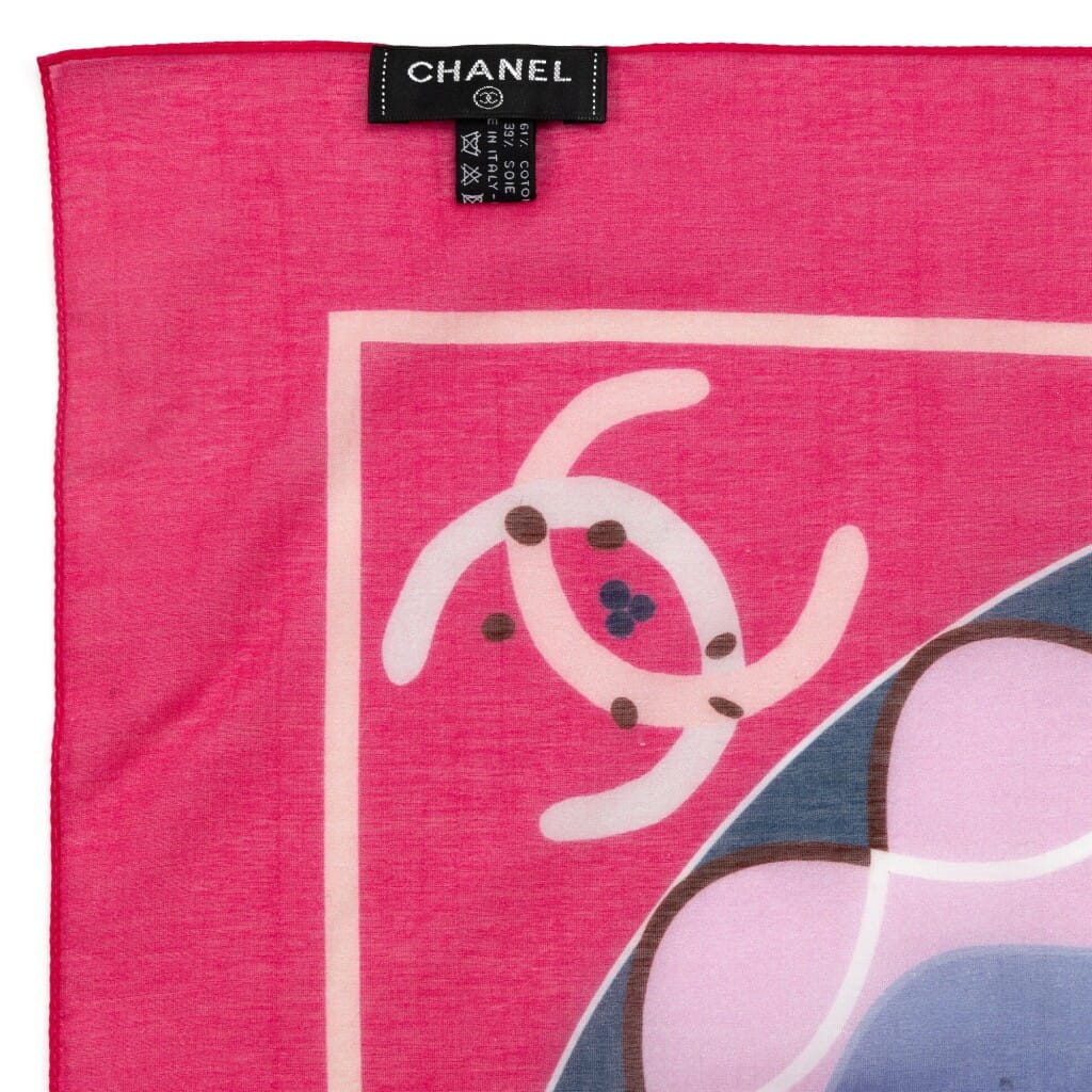 Pink Printed Cotton and Silk Pareo Scarf, 2019
