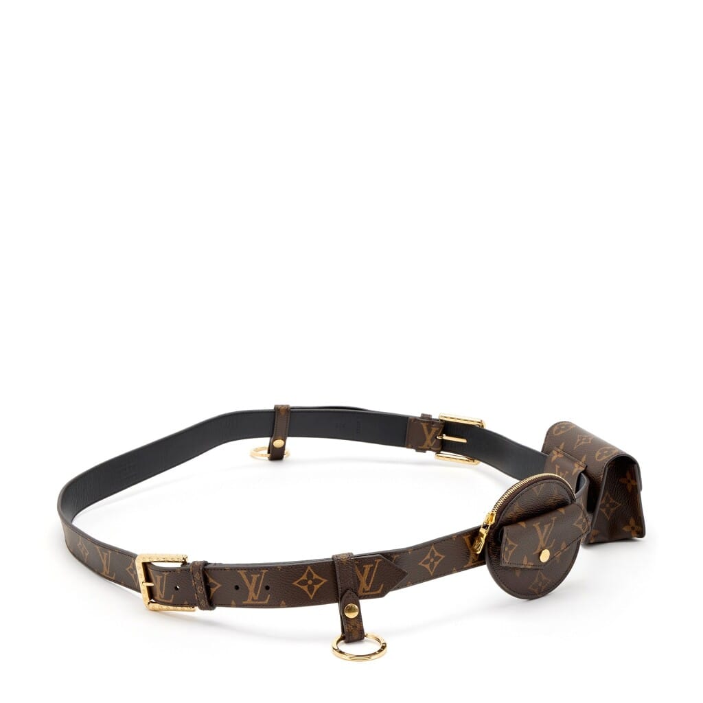 Brown Monogram Coated Canvas Daily Multi Pocket Belt 70 Gold Hardware, 2021-2022