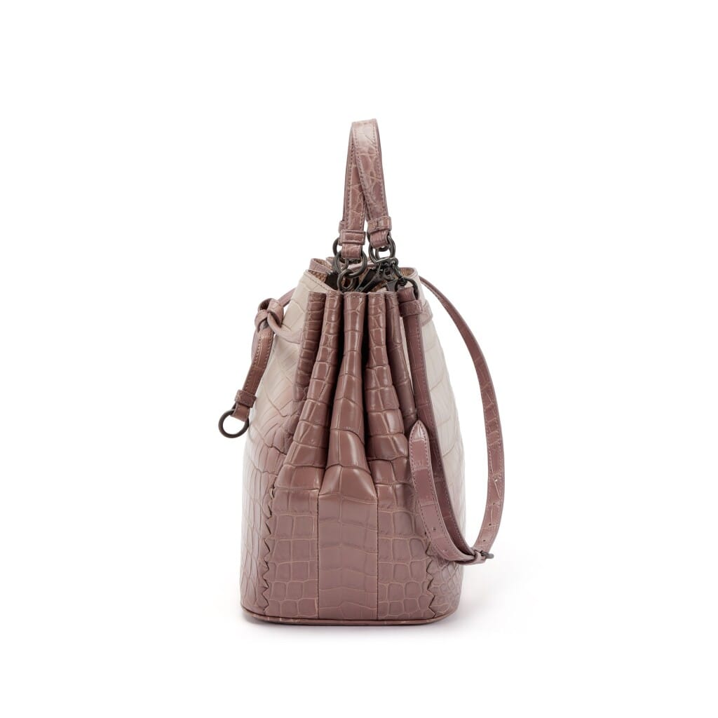 Ombré Dusty Rose Matte Crocodile and Ayers Bucket Bag Ruthenium Hardware, 2016