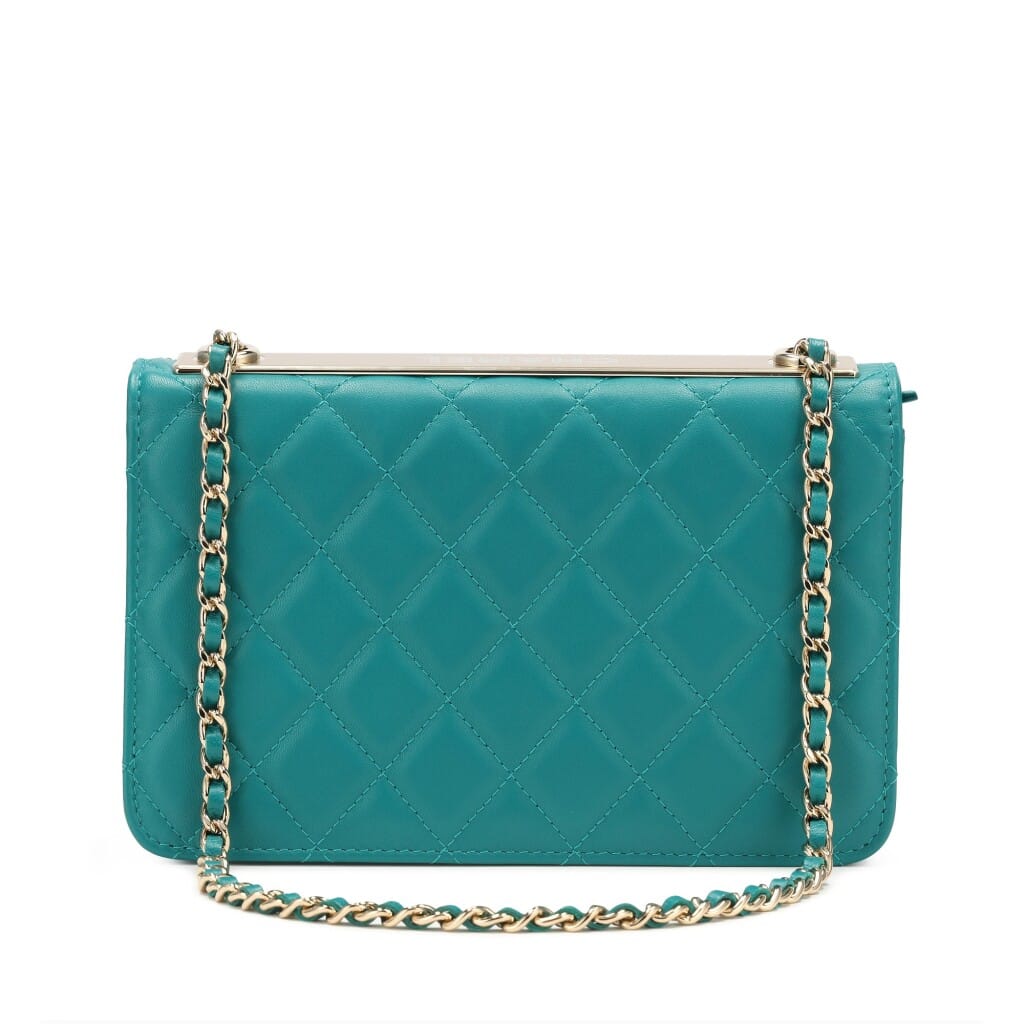 Green Quilted Lambskin Trendy CC WOC Wallet On Chain Gold Hardware, 2019