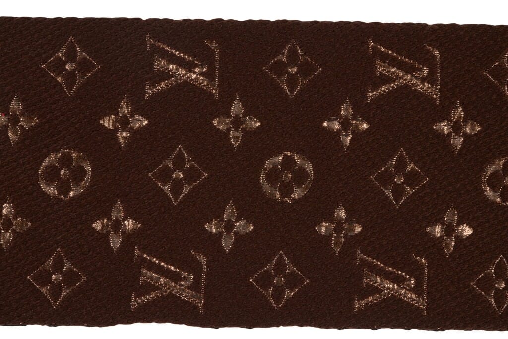 Brown and Gold Monogram Logomania Shine Scarf