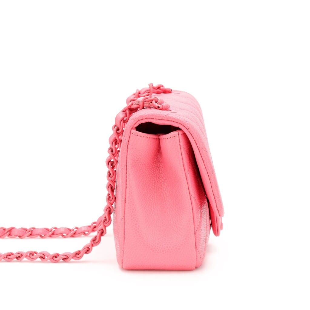 Pink Quilted Caviar Incognito Mini Square Flap Pink Hardware, 2019