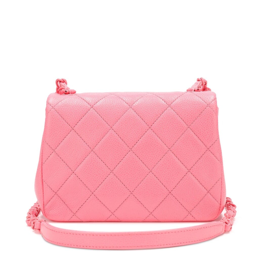 Pink Quilted Caviar Incognito Mini Square Flap Pink Hardware, 2019